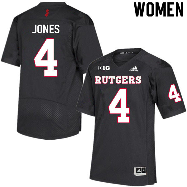 Women #4 Naijee Jones Rutgers Scarlet Knights College Football Jerseys Sale-Black - Click Image to Close
